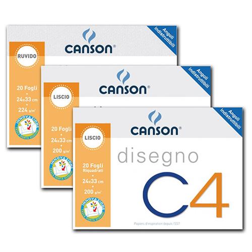 CANSON DISEGNO C4 4ANG 24X33 RIQUADRATO 200GR