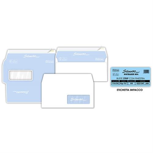 500 BUSTE BIANCO DIGITALASER 90 STRIP C/F QUADRO 11X23