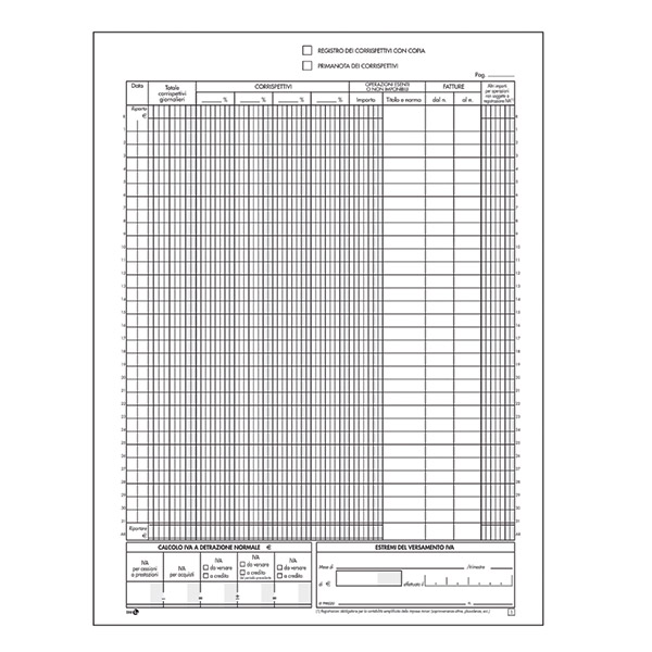 Registro Dei Corrispettivi 2 Copie 244 C Registri Corrispettivi